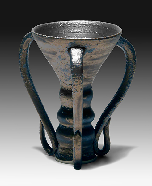 charcoal gray chalice with 3 handles
