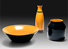 Orange and Black Bowl, Jar, Bottle